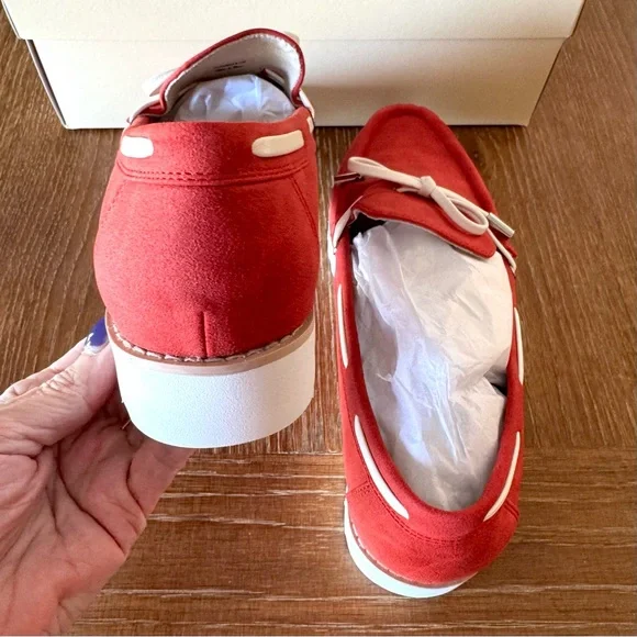 NIB coral red NYDJ Olsen boat shoes 8.5M - Picture 6 of 12